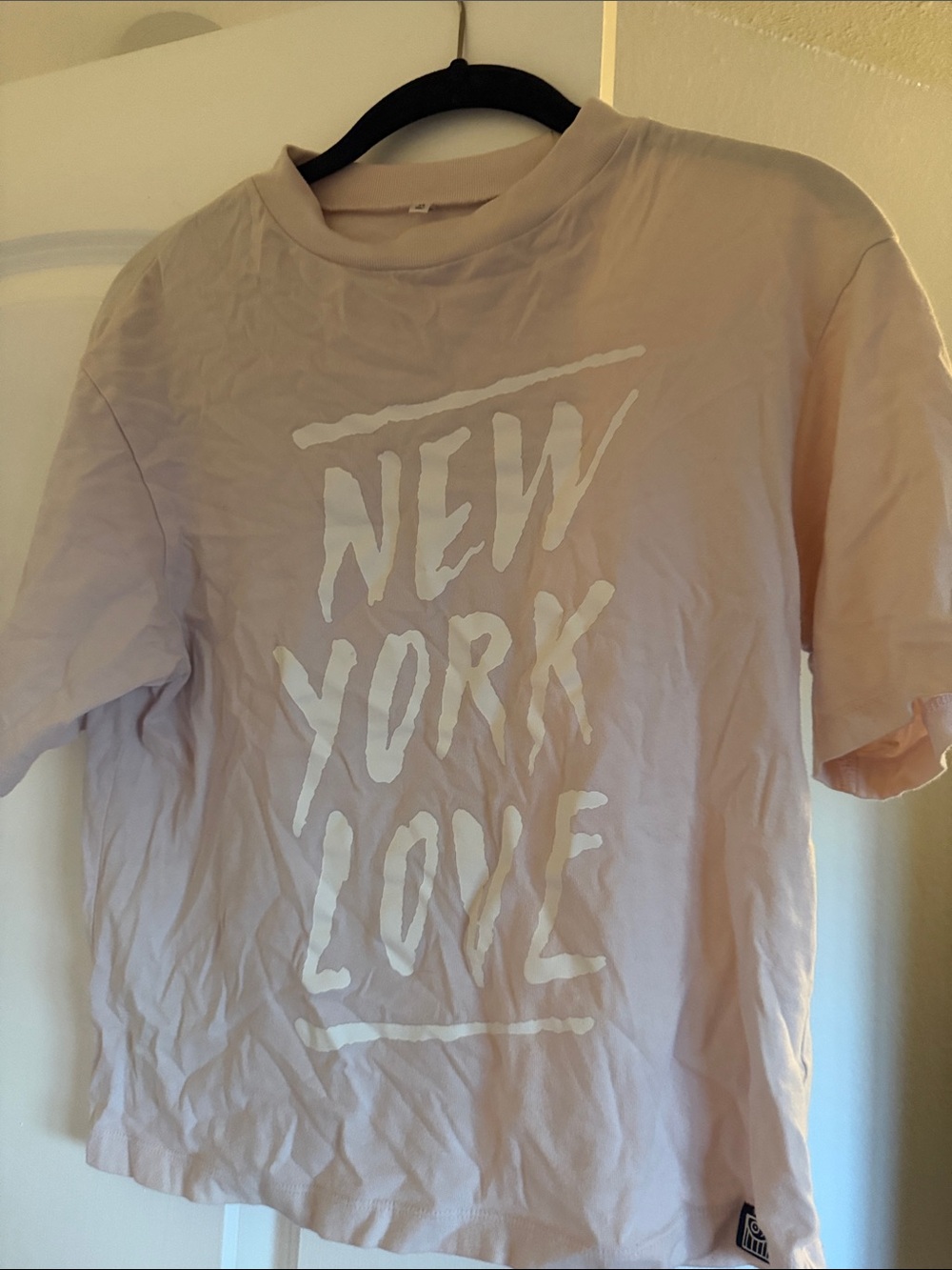 Uniqlo Pink Graphic Crop Top - "New York Love"